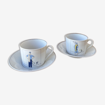 Tea cups in porcelain of Auteuil