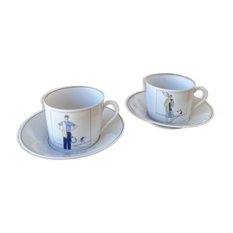 Tea cups in porcelain of Auteuil