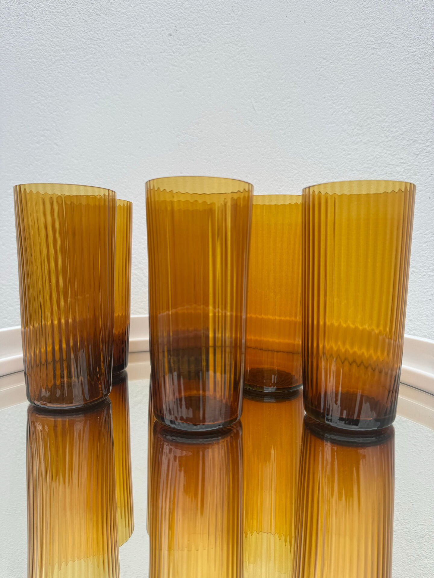Verres ambrés soufflés années 60