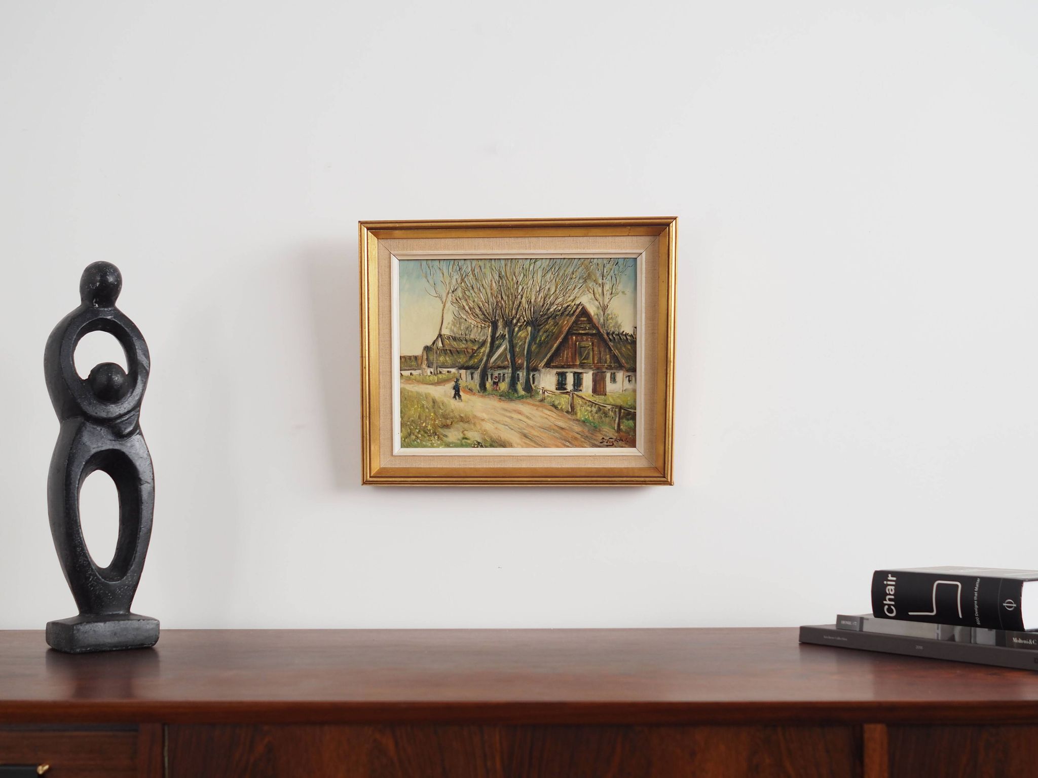 Painting „The Farm under the Willows”, Scandinavian design, 1960s