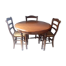 Table et chaises avec allonges en hêtre massif