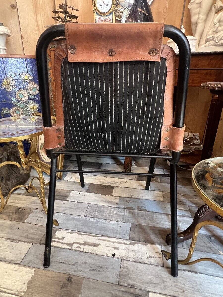 Pair of Metal and Leather Chairs, after Charlotte Perriand for Les Arcs, circa 1960.