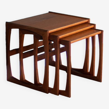 Retro teak 1960s g plan quadrille nest of coffee tables