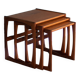 Tables basses gigognes quadrille plan g rétro teck années 1960