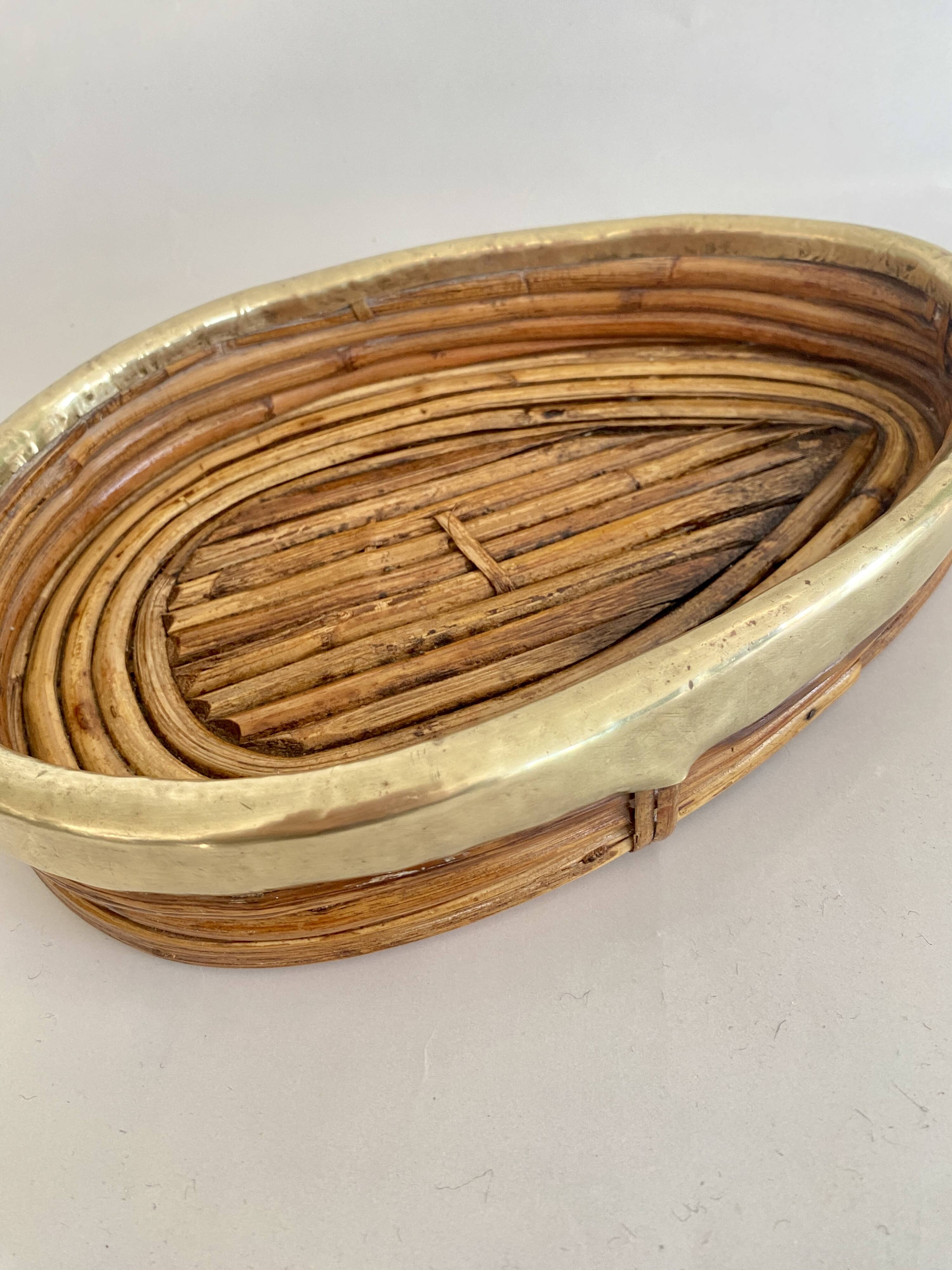 Bamboo and brass basket from the 70s
