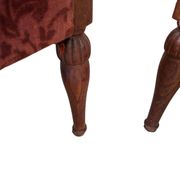 Elegante Coppia di Poltrone Vintage Anni '60 in Rovere e Velluto Damascato
