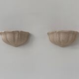 Pair of vintage wall sconces, speckled pink plaster, France, 1970