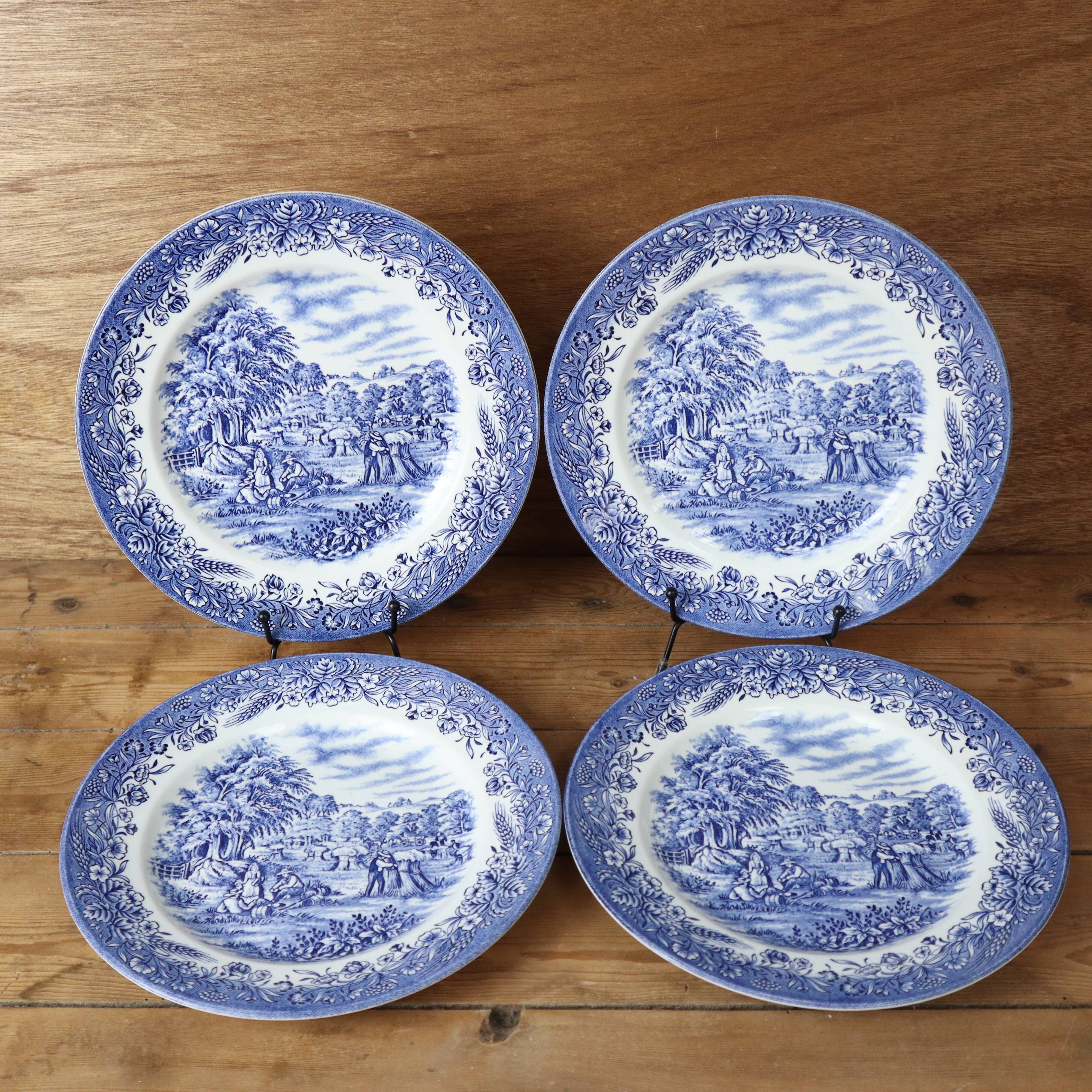 4 old flat plates stamped Churchill