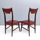 Set of Four Vintage Ebonized Beech and Crimson Skai Dining Chairs, Italy