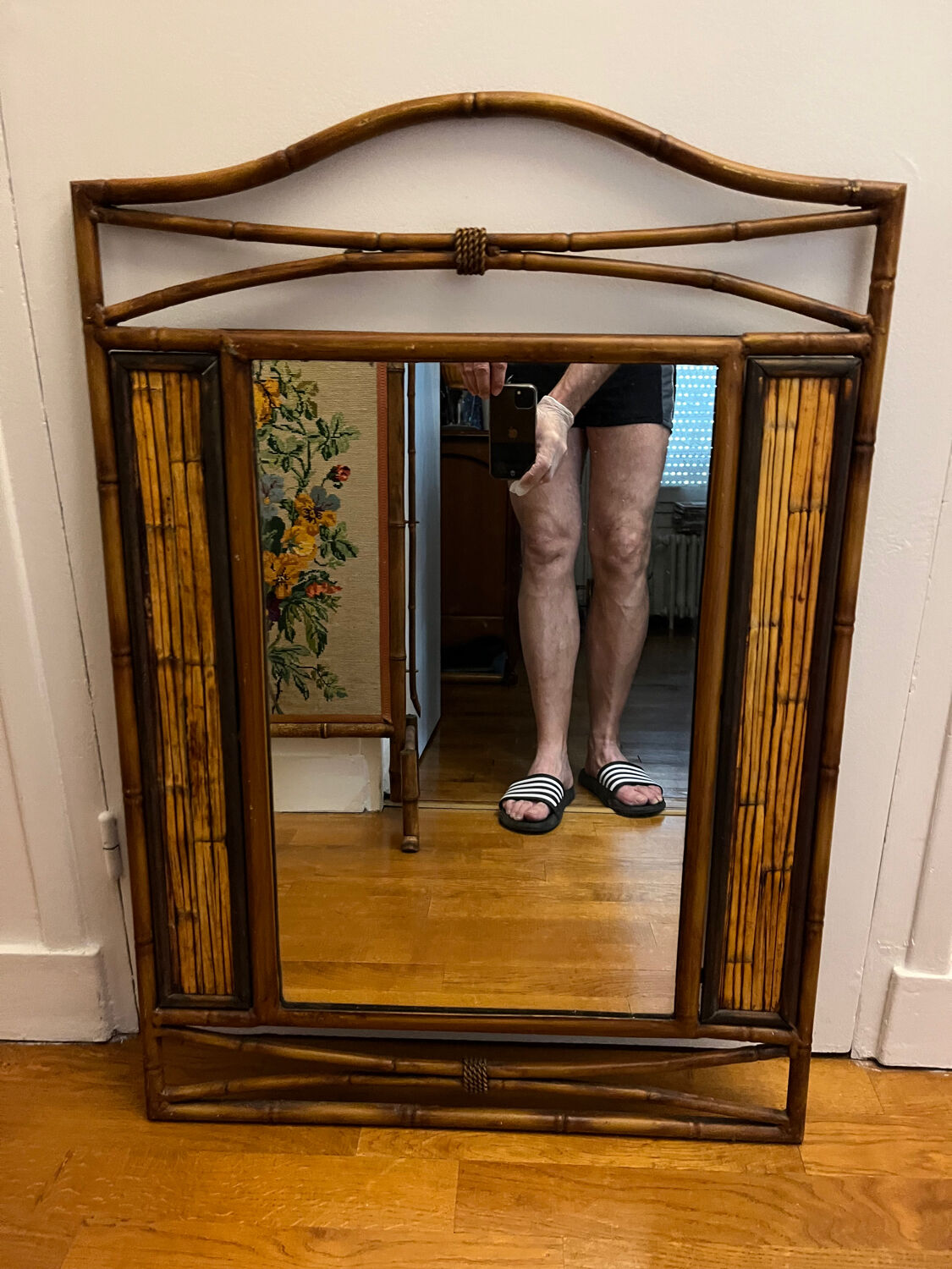 Miroir vintage imitation bambou