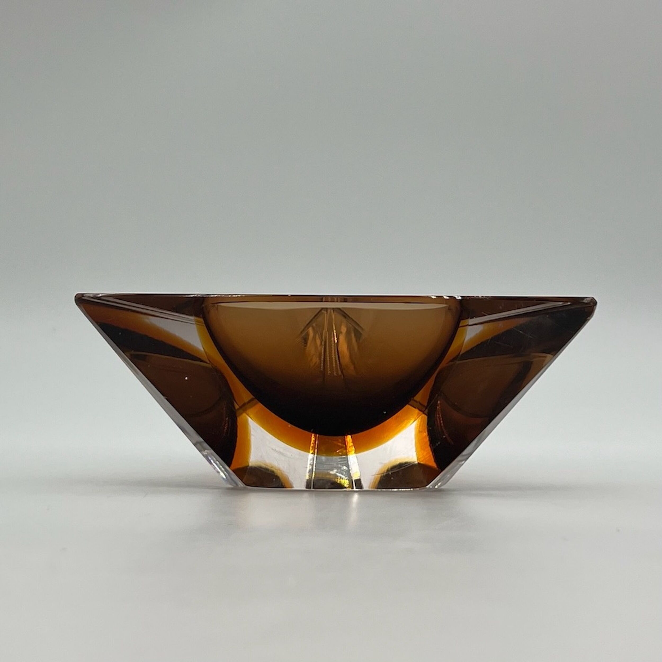 Handmade Sommerso Glass Pyramid Vase Italy, 60s