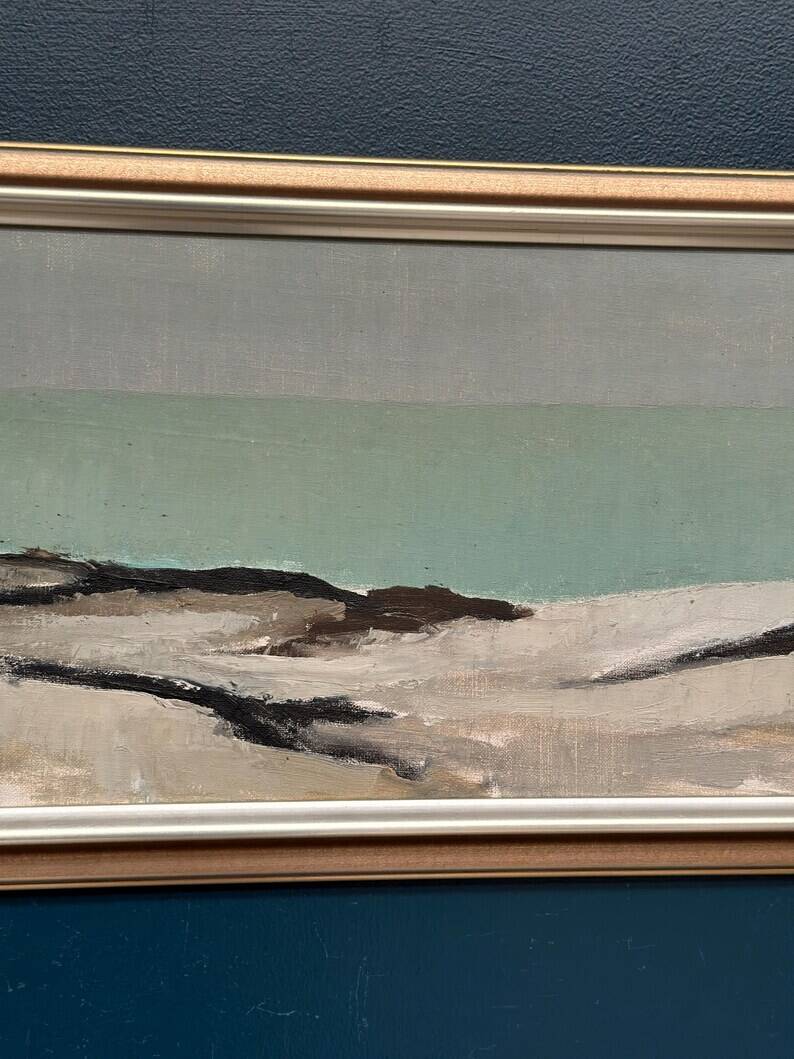 Large Original Swedish Oil on Canvas – 'Coastal Landscape' by Eric Cederberg (1897–1984) – Signed – vintage and framed – 36 × 87 cm (14.2 × 34.3 inches)