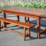 Farmhouse table with extensions and its 2 benches, living room table, solid wood table, kitchen, chalet, ca