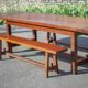 Farmhouse table with extensions and its 2 benches, living room table, solid wood table, kitchen, chalet, ca