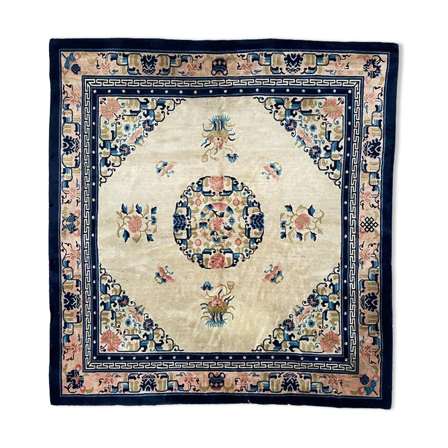 Vintage Square Carpet Art Deco from Beijing China