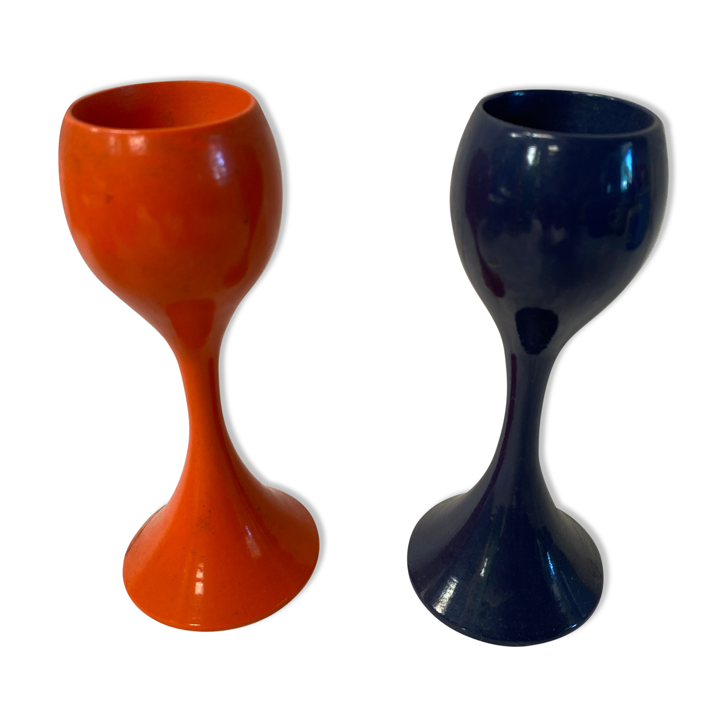 Pair of vintage coquetiers wood Philippe Capelle