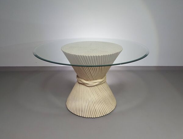 Table à manger rétro vintage gerbe de blé bambou par mcguire america large 122 hauteur 72 cm