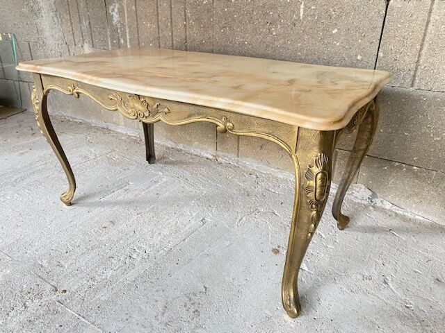 Onyx coffee table base vintage brass 1950