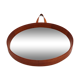 Scandinavian teak mirror with 1950s 19.5cm leather strap