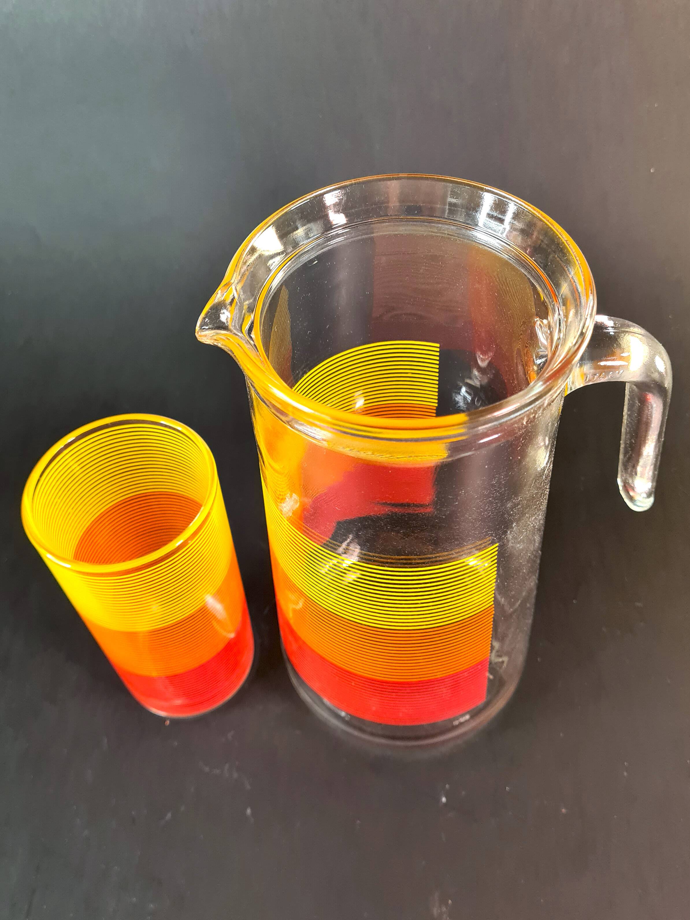 Service à orangeade vintage "Coucher de Soleil Pop"