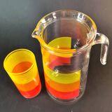 Service à orangeade vintage "Coucher de Soleil Pop"