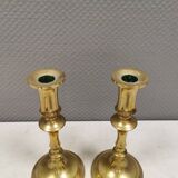 A set of vintage brass candlesticks. Denmark 1960-70s.