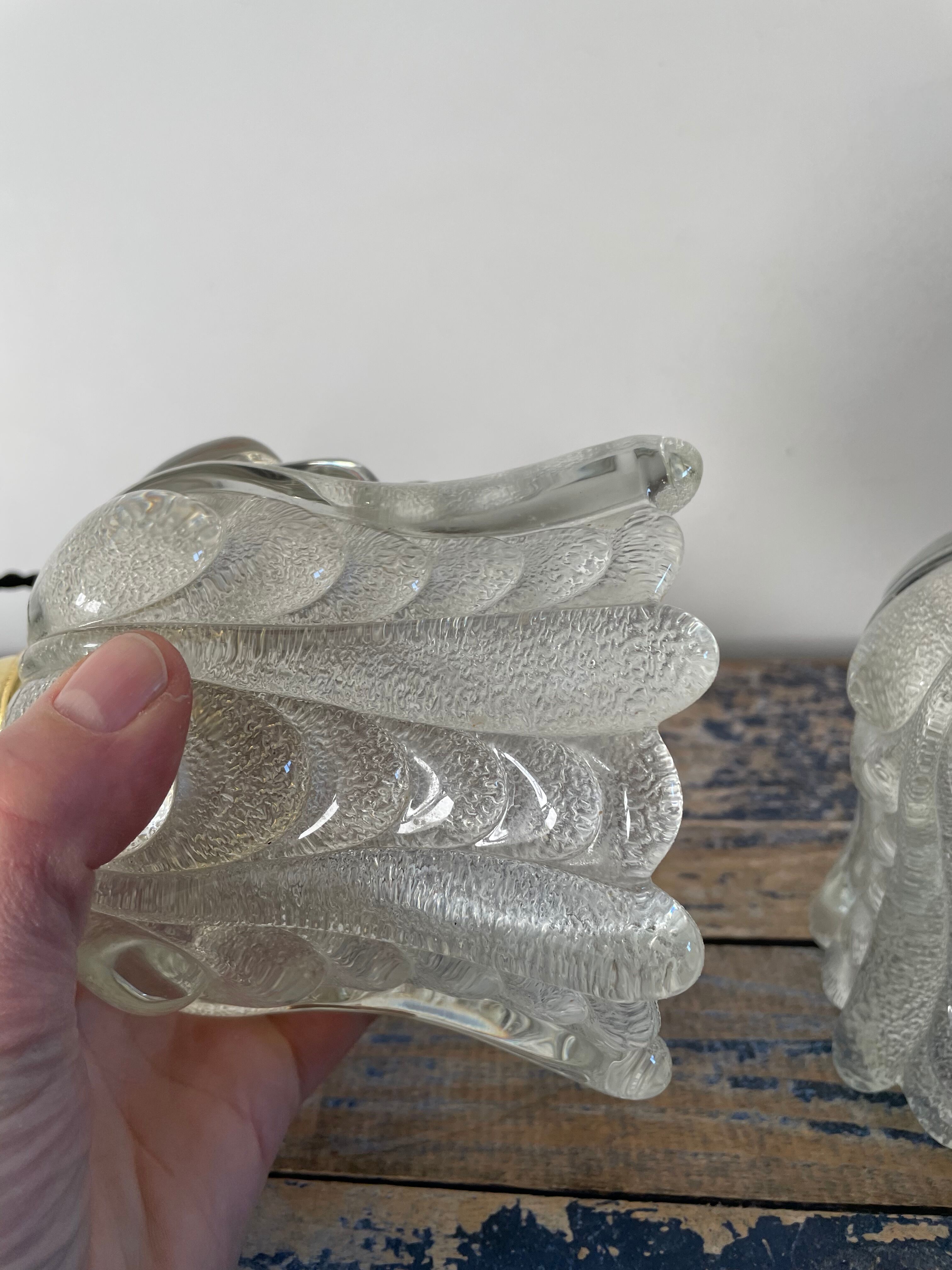 Set of two vintage electric chiseled glass handhelds