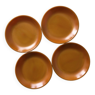 Lot de 4 assiettes marron caramel vintage Arcopal modèle Volcan