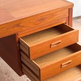 Grand bureau de direction en teck avec cuir, années 60