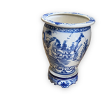 Cache pot vietnamien en porcelaine blanche et bleue