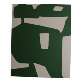 Organic abstract on green and beige canvas 100x81cm