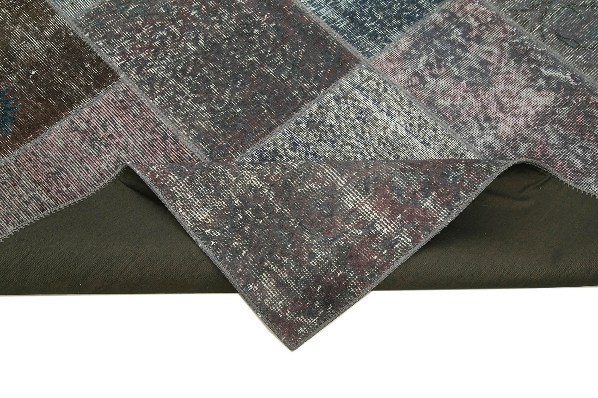 Handmade Oriental Contemporary 170 cm x 240 cm Grey Patchwork Carpet