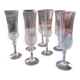 7 cut glass champagne flutes – faceted design
