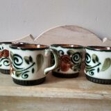 Set of 4 tea or coffee cups, Boch ceramic, Argenteuil series from the 60s