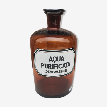 Bouteille d'apothicaire, "aqua purificata", allemagne 1930