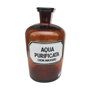 Bouteille d'apothicaire, aqua purificata,