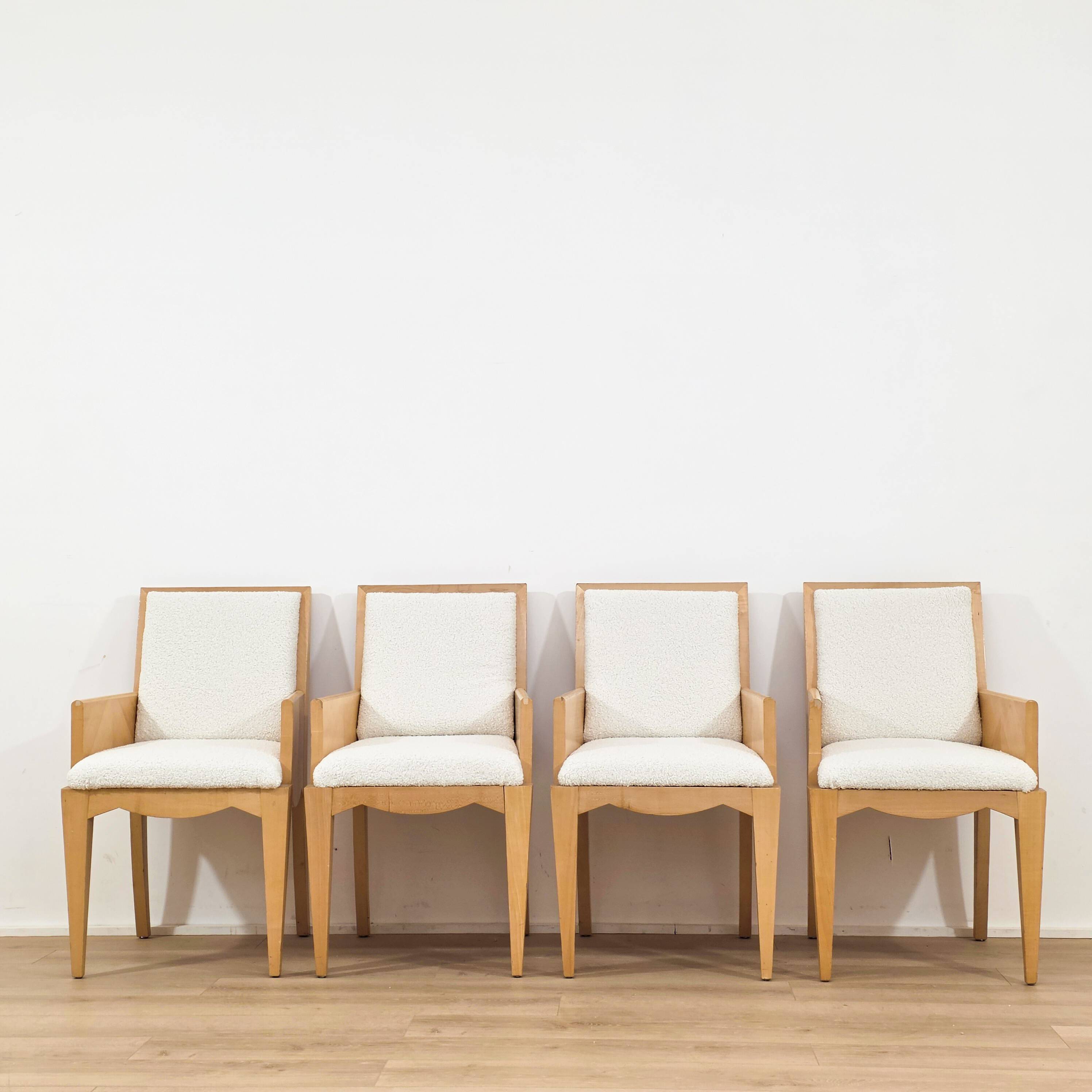 Set of five antique wooden chairs / armchairs.