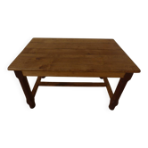 Oak farmhouse table with legs joined by a spacer