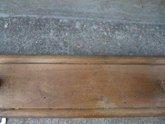 Wooden wall coat holder with 3 vintage hooks