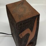 Brutalist ceramic lamp with stylized bird decor