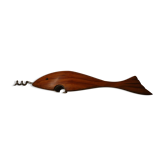 Bottle opener "Fish" in wood, vintage 1970s
