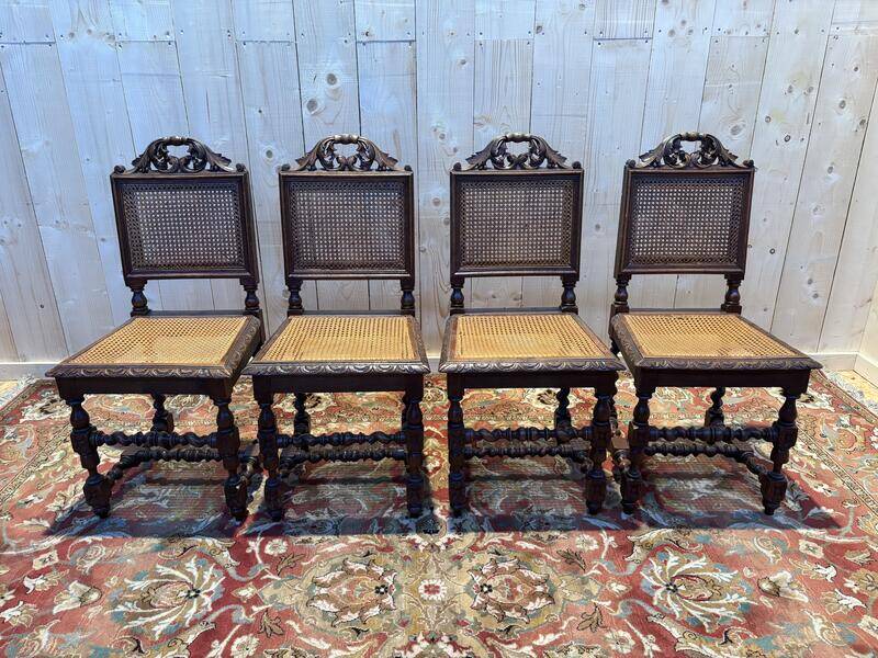 Set of 4 Renaissance cane chairs.