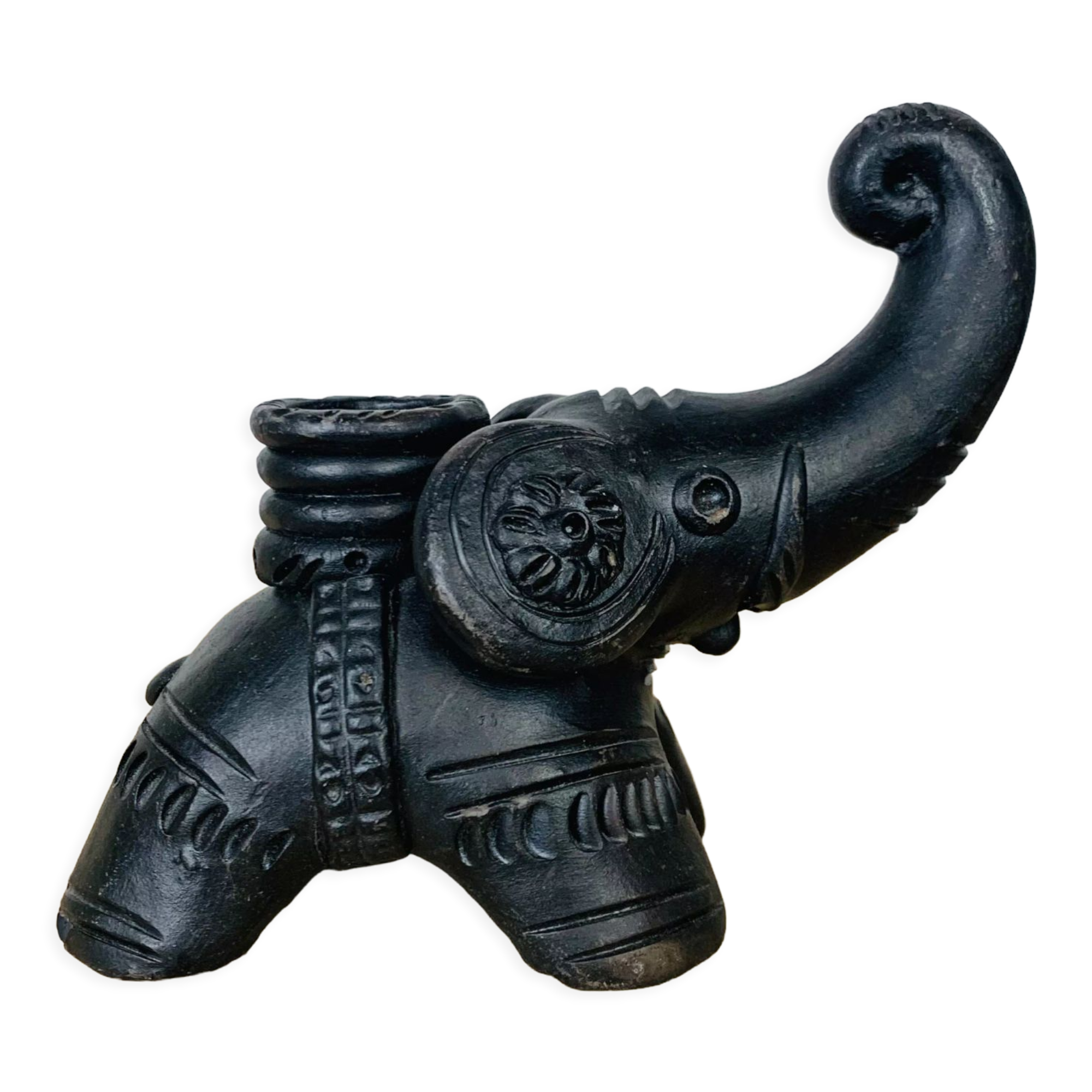 Black elephant candle holder