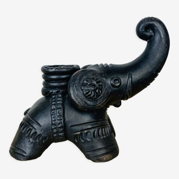 Black elephant candle holder