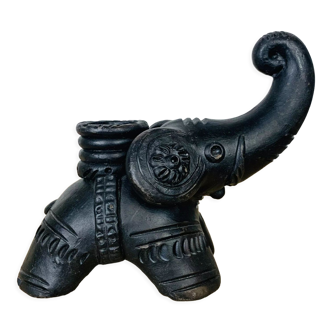 Black elephant candle holder