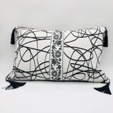 Rectangular cushion, cover and insert, black and white. Sophia model