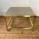 Vintage square brass and smoked glass coffee table