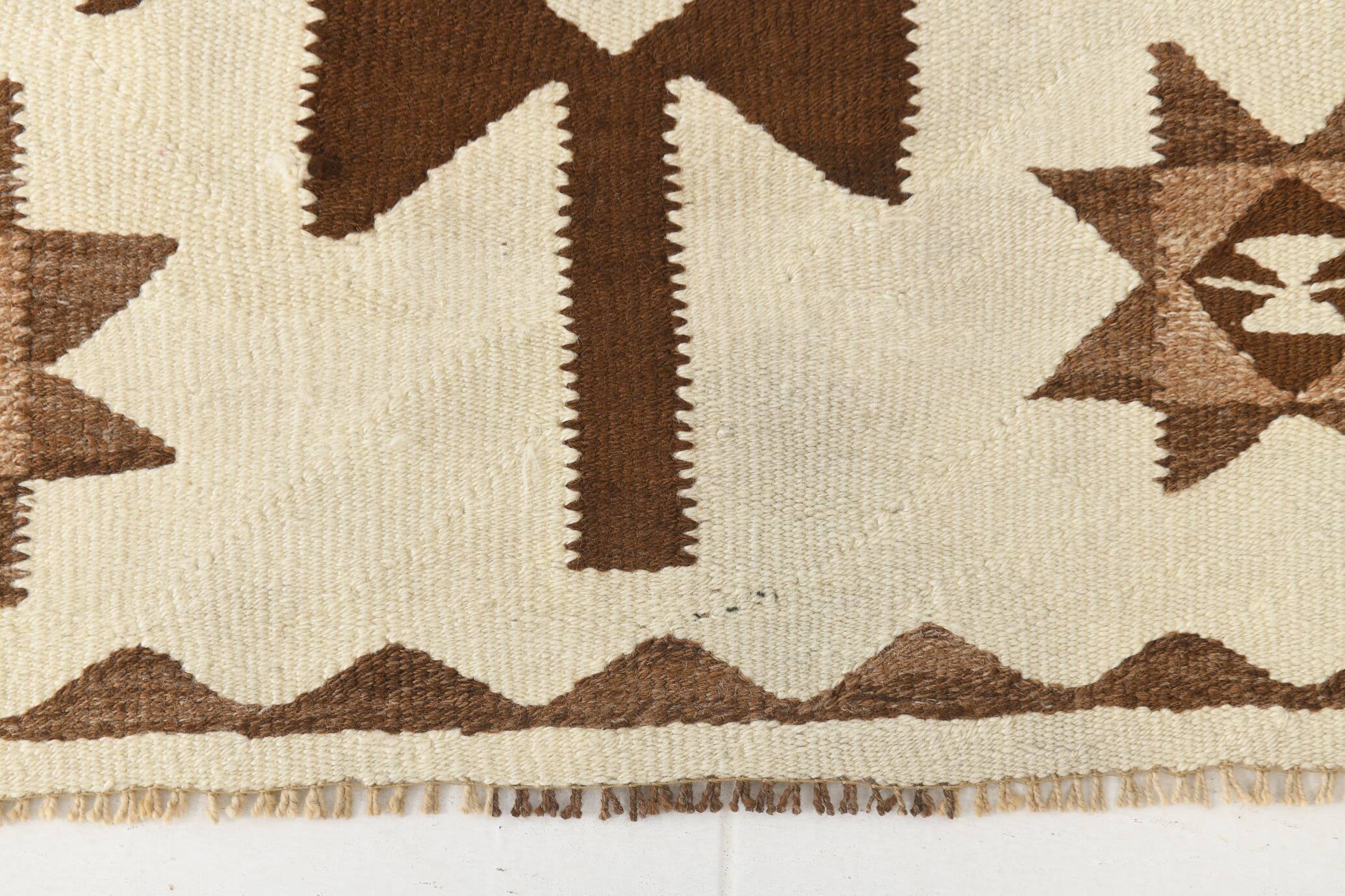3x12 Vintage Beige & Brown Kilim Runner Rug, 95x373Cm