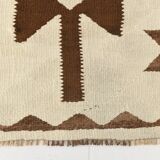 3x12 Vintage Beige & Brown Kilim Runner Rug, 95x373Cm