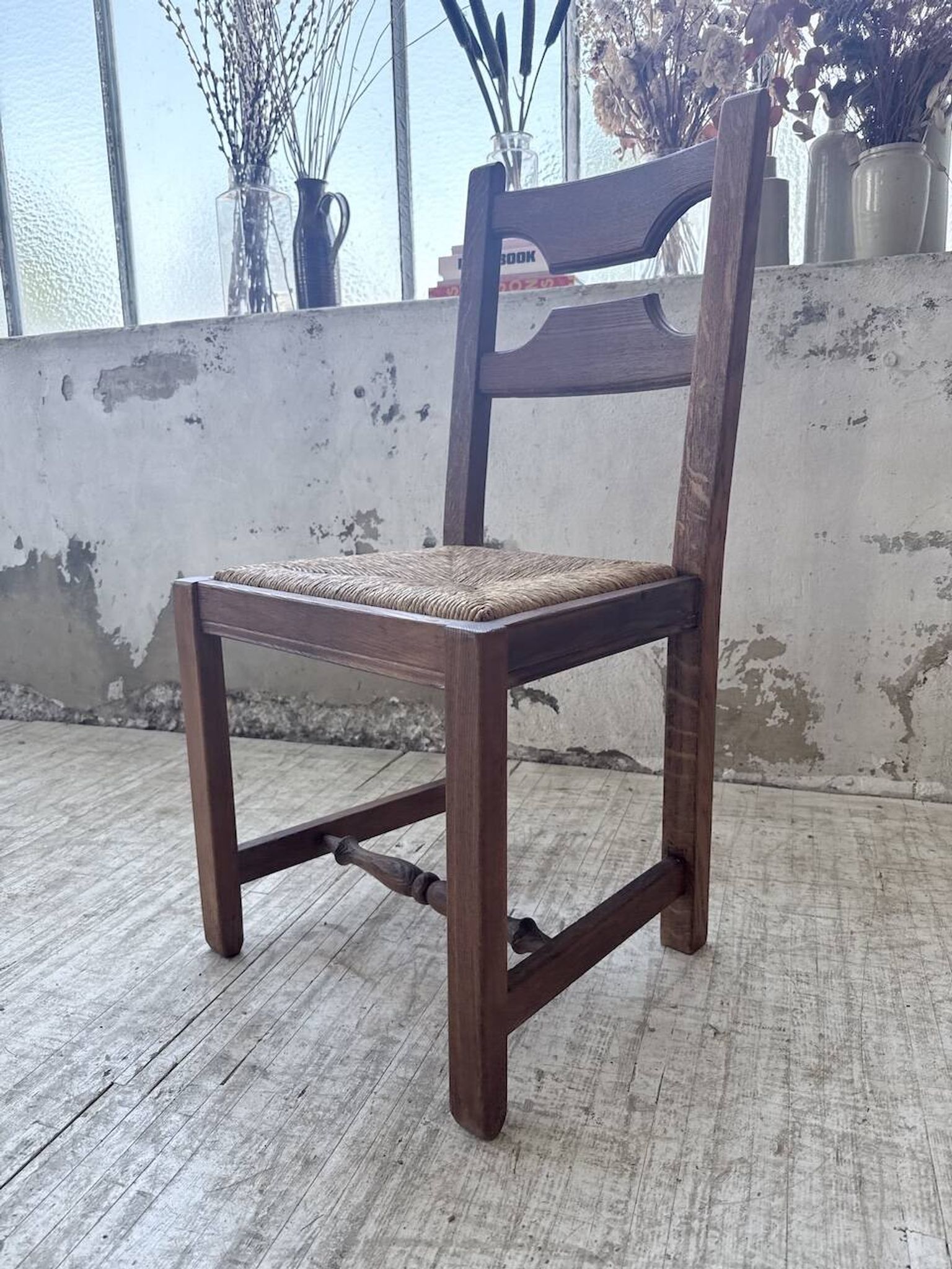 Set 4 chaises rustiques chêne De puydt, Belgique 1970